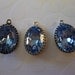 Pair of Czech Glass Light Sapphire Blue Gems in 18mm X 13mm Antiqued Silver OR Gold OR Brass Crown Settings Jewel Drops - Your Choice
