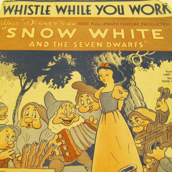 1930s Disney Whistle While You Work sheet music