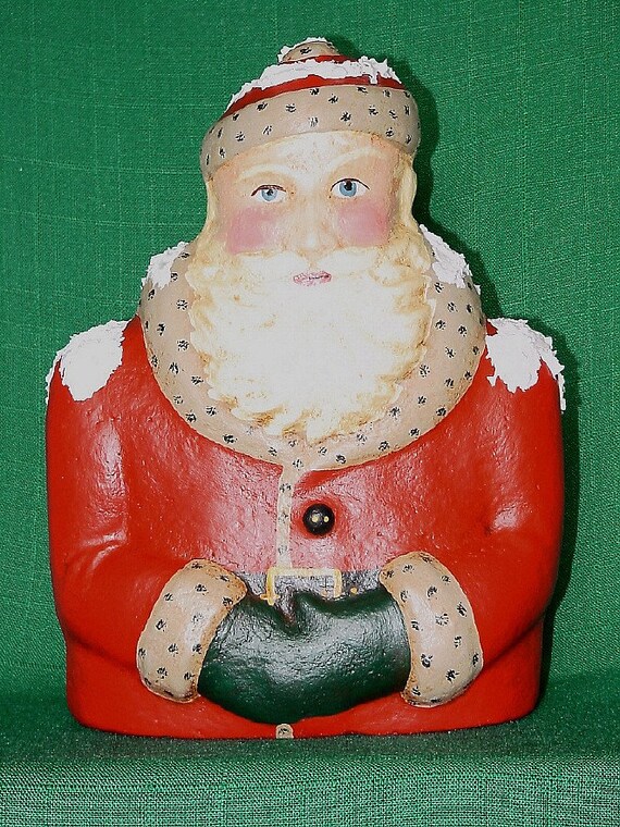 PERE NOEL SANTA CLAUS BUST Papier Mache Figure by susanbrack