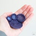 Brooch crochet circles with colored felt . Violet.