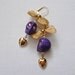 SALE Was 26 Now 22 // Purple Skull Candy Earrings with Vintage Gold Bows and Hearts // Rocker Punk Skully Cute Girly Tough Rockabilly