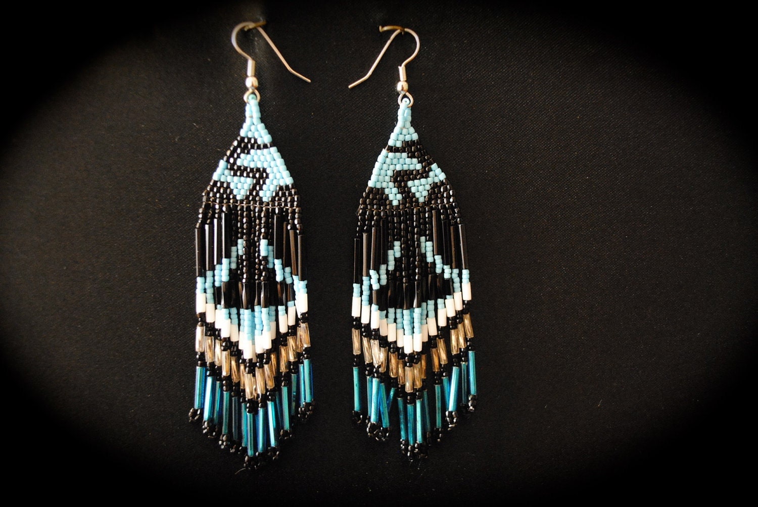 Native American Brickstitch Anhinga Water Bird Earrings NAC