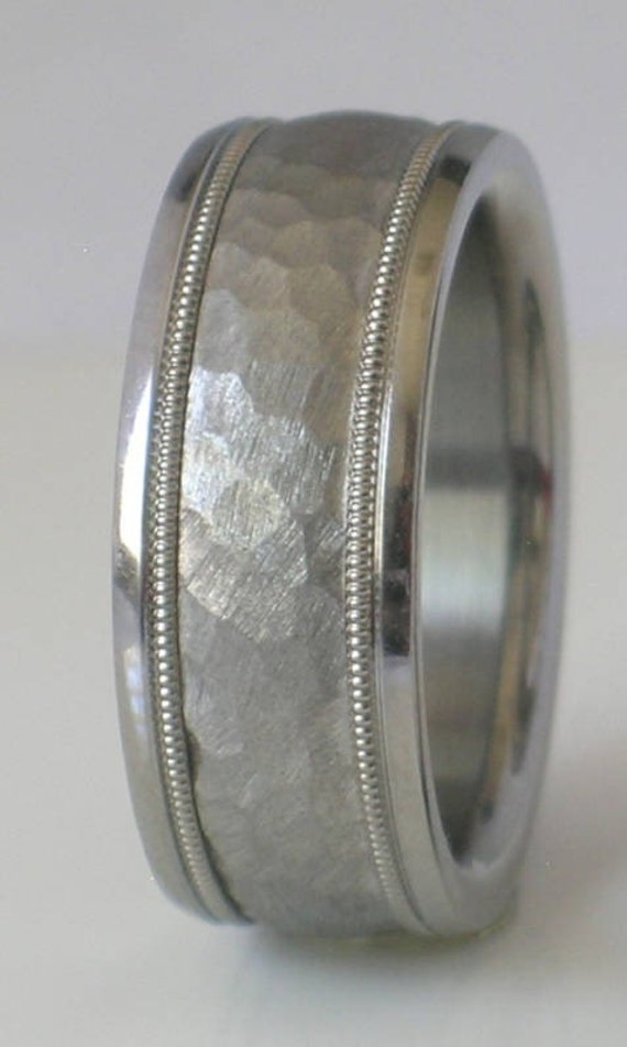 hammered titanium wedding rings