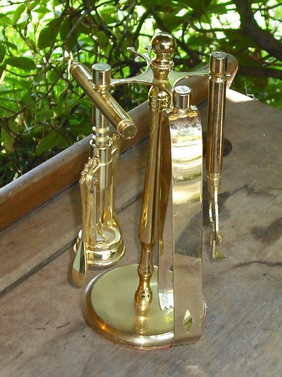 Vintage Brass Bar Set Tools Tongs Bottle Opener Wine Corker