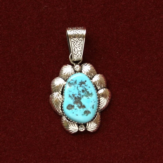 Pendant by Navajo Willie Shaw Turquoise and Sterling Silver