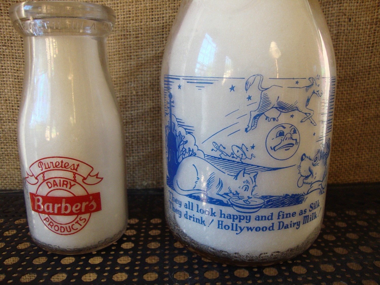 Antique Milk Bottles Hollywood Dairy Farm Victory B'Ham