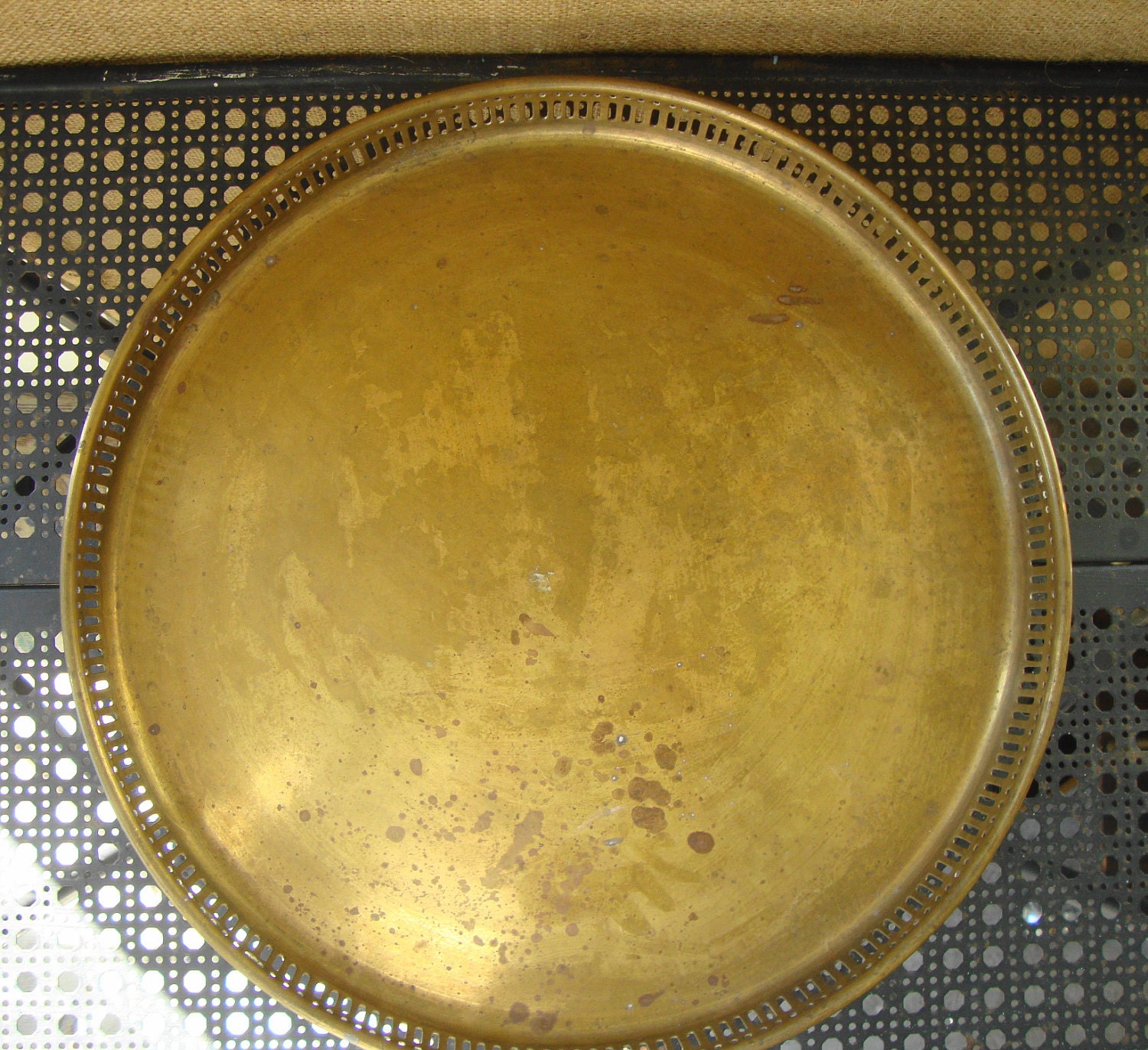 V I N T A G E Large Brass Serving Tray Made in India