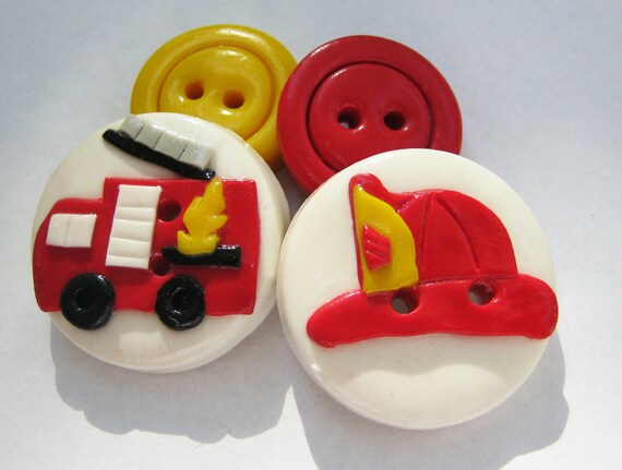 Items similar to Fireman Buttons - polymer clay handmade craft buttons ...