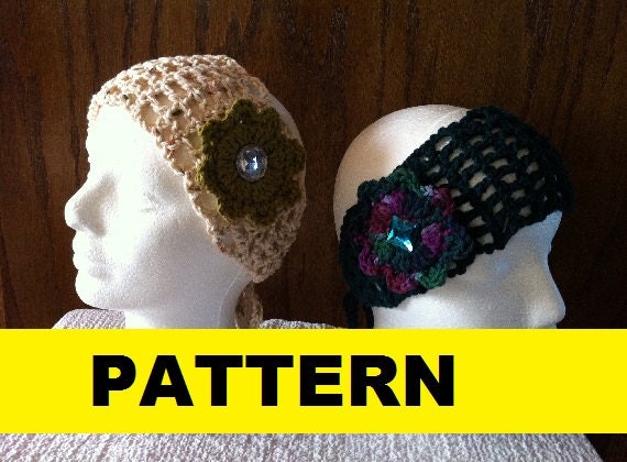 pattern crochet mesh headband w/ Flower HEADBAND CROCHETBYMELISSA by MESH Crochet COTTON Pattern