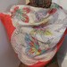 Beautiful Ladies White Red Butterfly Silk Scarf - 33 x 3 Square