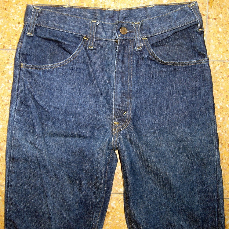 Vintage 1970's Flared Dark Blue Jeans by JC by RockywayVintage