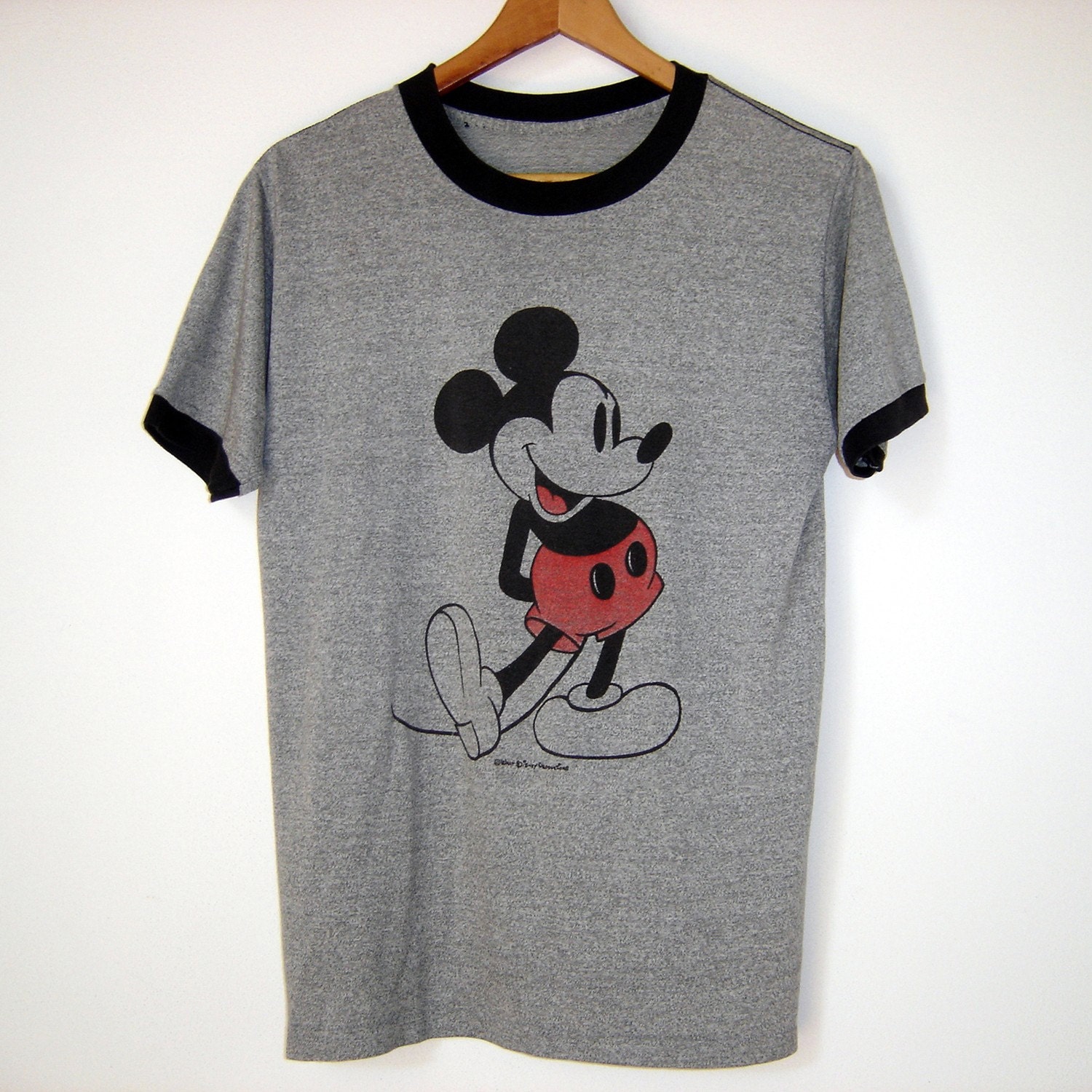 Vintage MICKEY MOUSE Gray Ringer Style T.Shirt S M