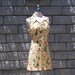 yellow sleeveless mini dress with cherries wide collar 70s 80s - S