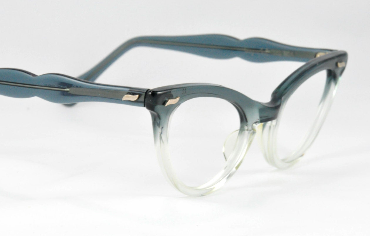 Vintage Cat Eye Glasses Teal Color Made by Imperial USA NOS