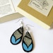 Modern Palestinian Kaffiyah Patterned Teardrop Earrings in Turquoise and Black and Grey
