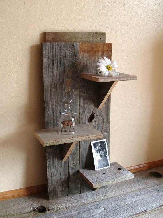 Items similar to Handmade Reclaimed Wood Rustic Display Shelf