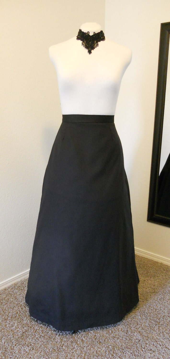Late Victorian or Edwardian Style Long Black Skirt Made to