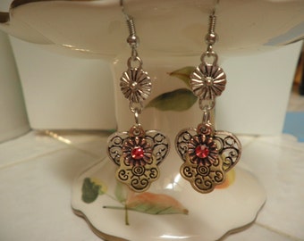 SALE Triple layered Earrings with a Heart