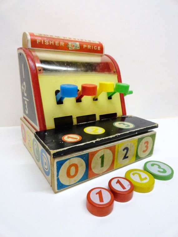Items similar to Vintage Fisher Price Cash Register With Coins 1960s