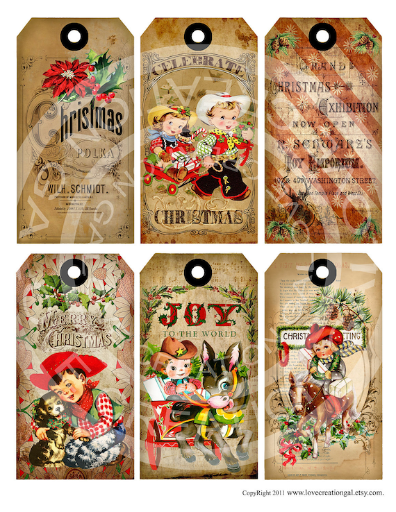 Vintage Christmas Cowboy Cowgirl Santa Stocking Party