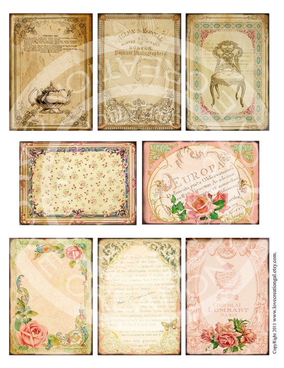 Digital Frames vintage labels Shabby Chic Victorian Rose