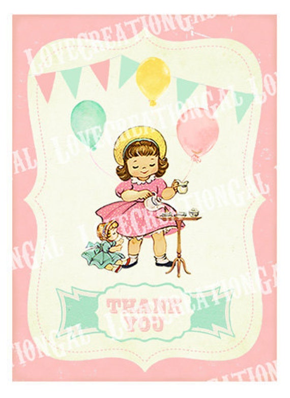 digital printable vintage thank you card celebrate birthday