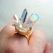 Space Kitten Mixed Crystal Ring // Tanzine and Angel Aura Quartz on 24k gold plated band // Adjustable
