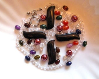 Beads a Plenty, Blue Goldstone Czech Glass Pearls Silver Pendant Focal Beads Kit DIY