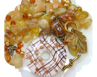 Beads a Plenty, Lampwork Donut Fluorite Glass Gold DIY