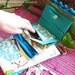 Whimsical Safari Trifold Wallet - Unique Elephant Print Handmade Card Holder - Turquoise Blue