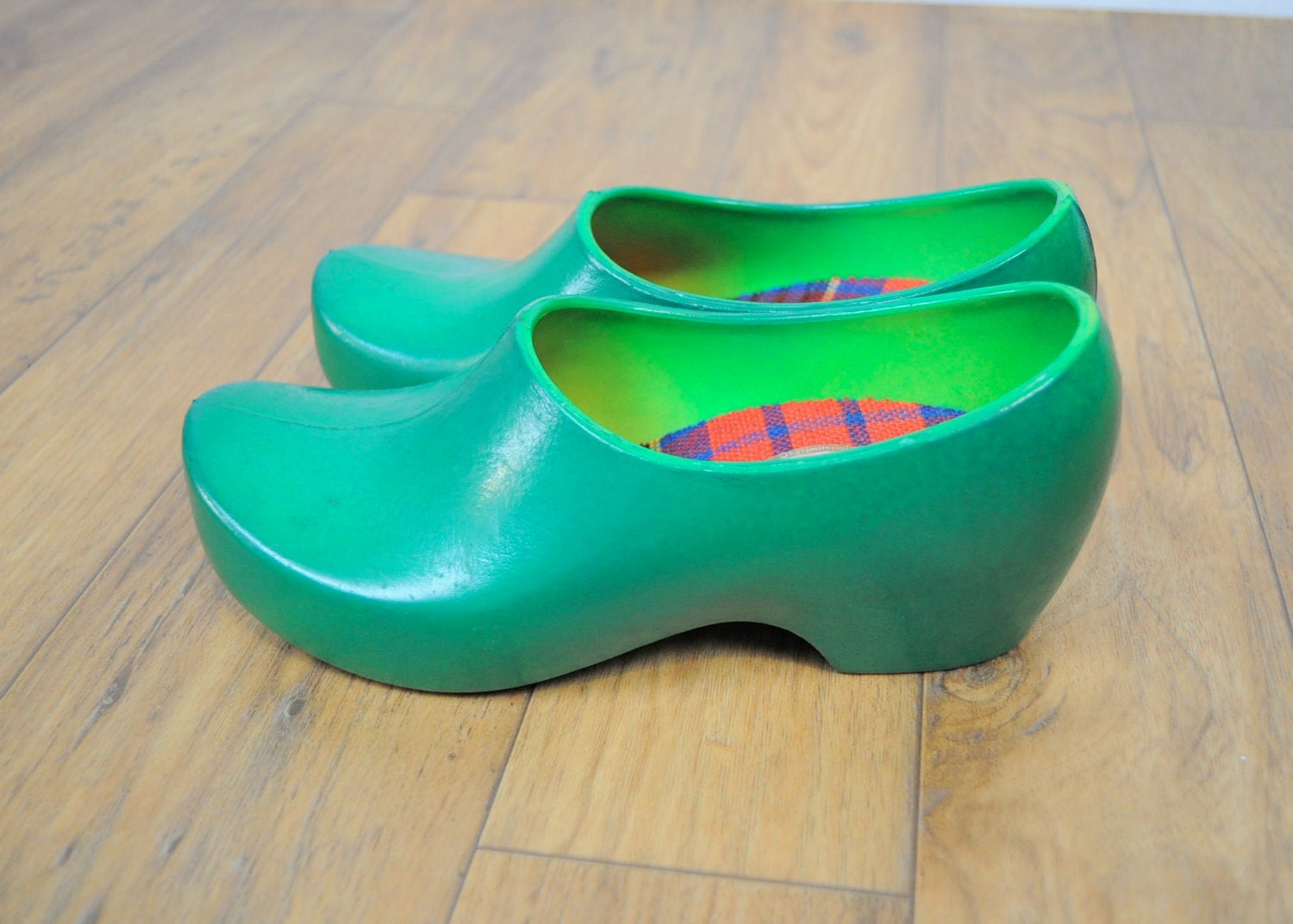 Green Rubber Rain Clogs Garden Kelly Irish Sz 8 by GreatPath