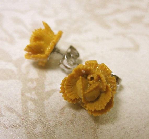 Yellow Flower Earrings Mustard Yellow Flower Rose Stud