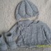Clearance. Grey Tunic,Bonnet and Booties Set. NB-3M.