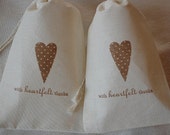 10 Coffee Brown Polka Dot Heart Thank You Wedding Muslin Favor Gift Bags 4x6 Great for Weddings Il_170x135