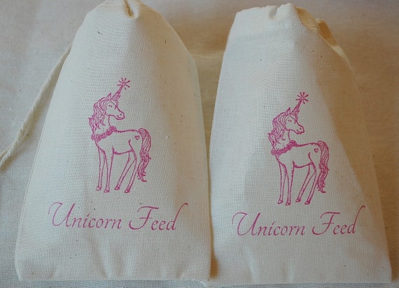 10 Pink Unicorn Feed Birthday Party Muslin Favor Gift Bags 4x6 Il_570xn