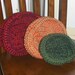 Bountiful Harvest Crochet Rustic Earthy Set of 3 Fall Autumn Oval Handmade Crocheted Primitive Nesting Decorative Shelf Bowls Shabby country