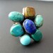 Turquoise Flower Ring - Sterling Silver Statement Ring - Blue Green Cocktail Ring - Turquoise Statement Ring Size 7