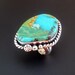 Handmade Sterling Silver and Turquoise Inlay Ring - OOAK Silver Ring with Turquoise Inlay - Size 8 - Silver Turquoise Statement Ring -