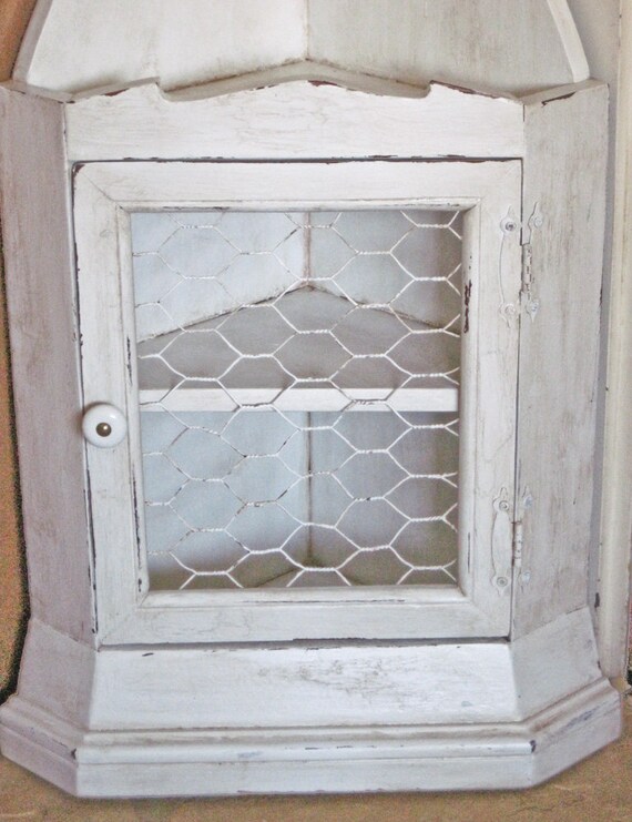 Floor Standing Corner Chicken Wire Door Shabbily