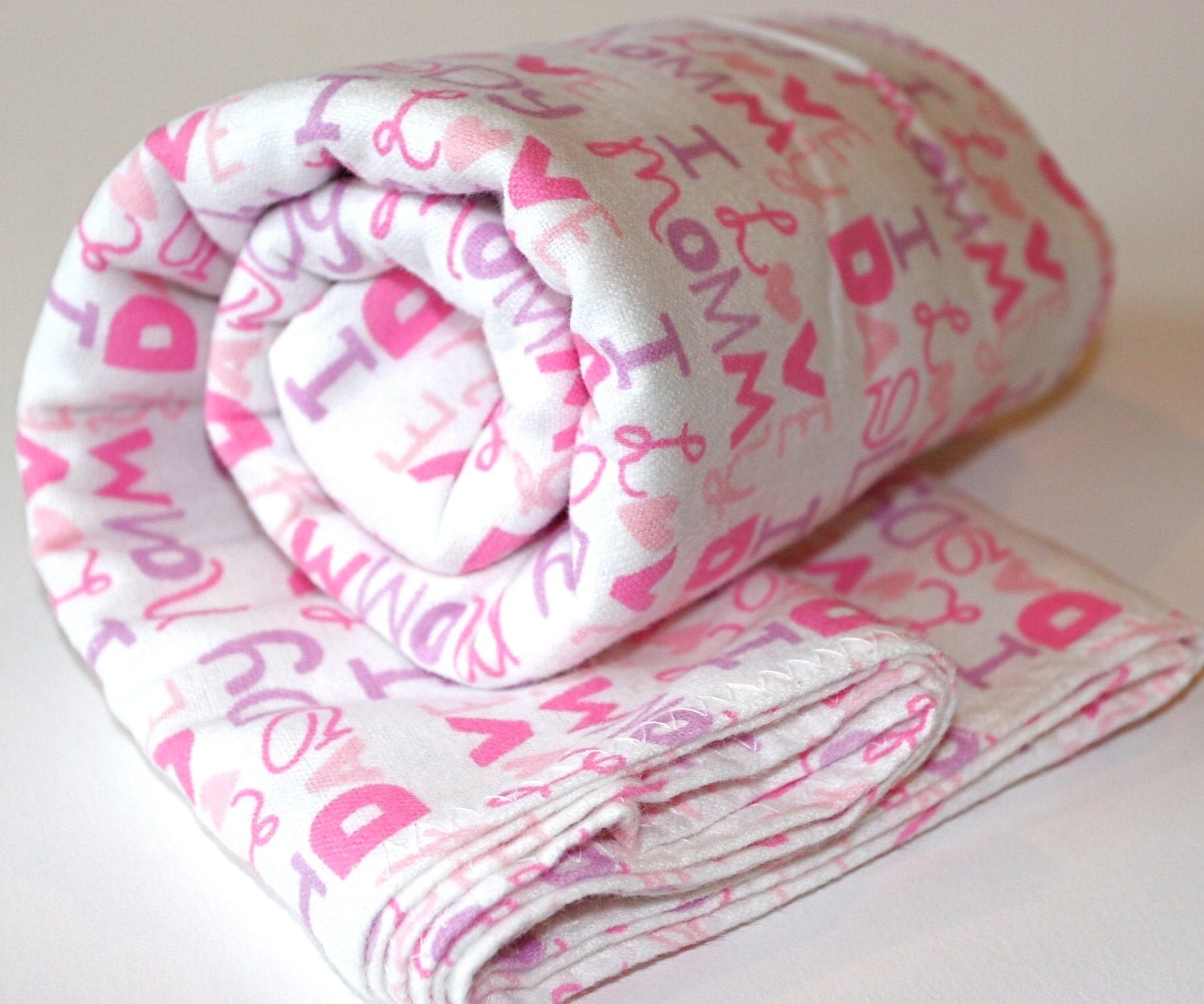 Baby Girl Swaddle Blankets I love Mommy and Daddy Pink and