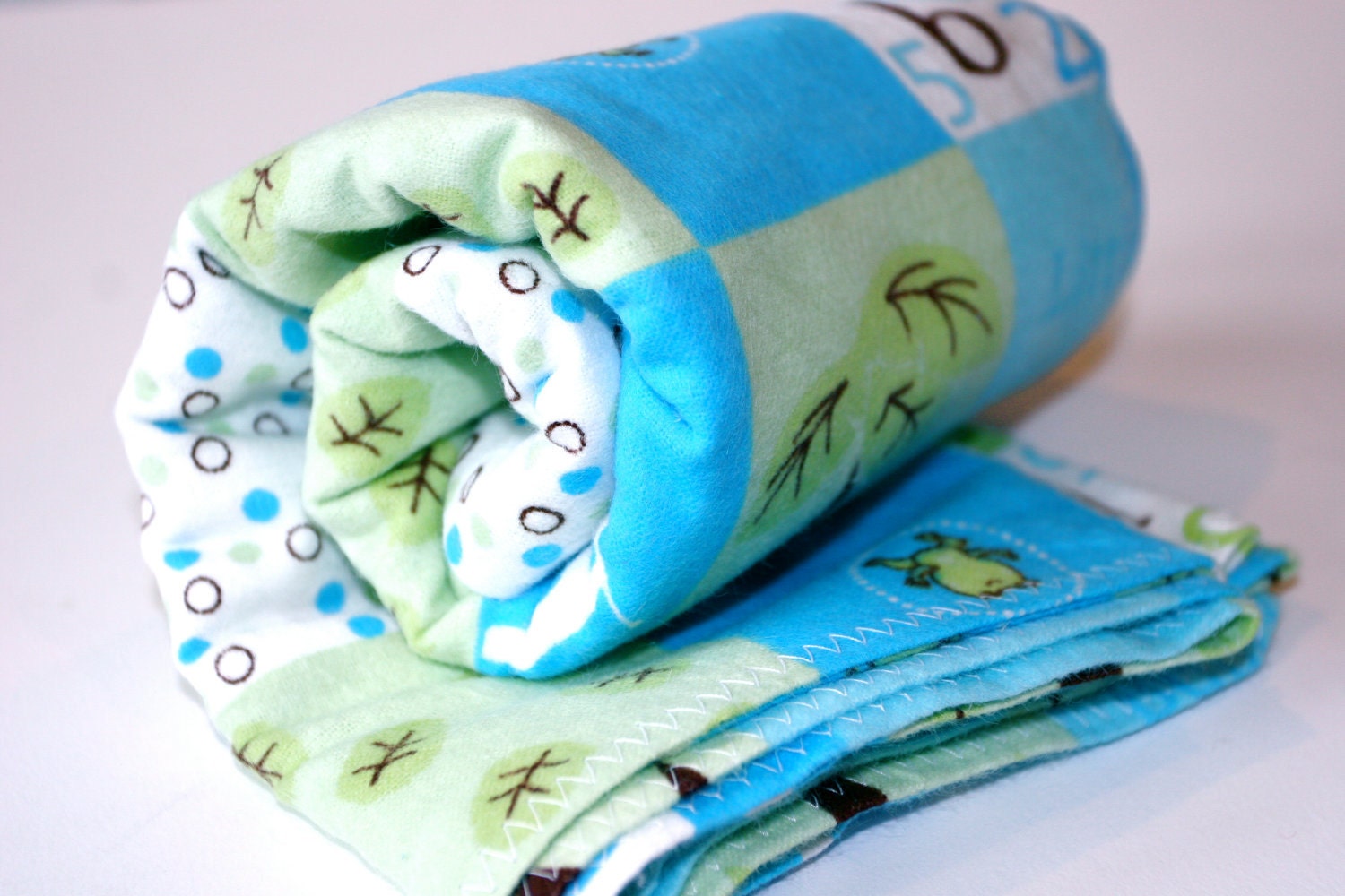 Baby Boy Receiving Blankets Blue White and Green Swaddle