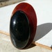 Charline adjustable cocktail ring - large statement oval brown and black asymetrical geometric plastic - upcycled vintage