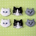 Cat Face Buttons 6 pc