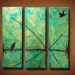 Abstract Painting of Swallows -- 30 x 30 Original 3 Panel Textured Painting -- Coming Home -- Available Now