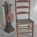 Vintage Chair Blue White Woven Shaker Seat Early American Bear Doll