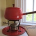 Orange Fondue Set with Forks and Recipe Book