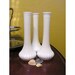 Trio of Vintage White Vases, milk glass, ribbed, tall, Hoosier Glass