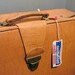 SALE Vintage Tan Leather Suitcase, Luggage with KEY