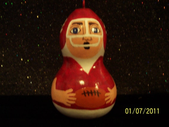 Ornamental Handpainted AlabamaFootball Player Gourd