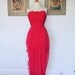 Glamorous MISS ELLIETTE 1950's 1960's Flamingo Pink Pleated and Draped Chiffon Hourglass Long Evening Gown - Old Hollywood Glamour - Burlesque Pinup Bombshell - Jayne Mansfield - VLV - Mad Men - Rockabilly Barbie - Size Petite S